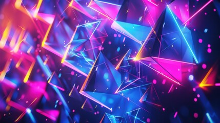 Aufkleber - Abstract background with structure of neon triangles and technology style
