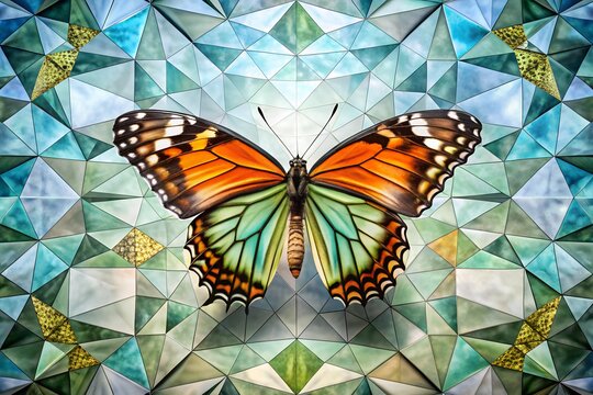 Vibrant Butterfly on Polygonal Gradient Background – Dynamic Abstract Art.