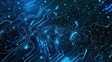Poster - Abstract background with technology circuit board texture. Modern electronic motherboard texture. Engineering and communication concept for header, web banner, website, presentation
