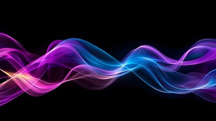 Poster - Abstract Colorful Waves Flowing Dark Background