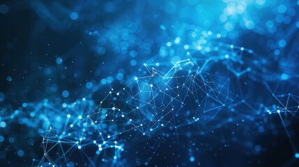 Aufkleber - Abstract blue technology background with futuristic digital lines. Dynamic network wave and particle communication. Modern tech design with glowing motion and internet space concepts