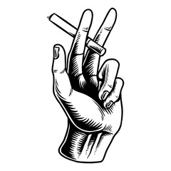 Wall Mural - hand drawn hand holding a cigarette sticker design element