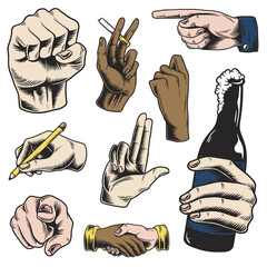Wall Mural - cool hand gesture sticker design element set