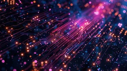 Aufkleber - Abstract circuit cyberspace design created with Generative Ai technology