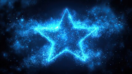 Poster - Blue Glow Star. Light glowing effect.]