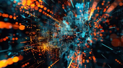 Aufkleber - abstract digital technology background, artificial intelligence,