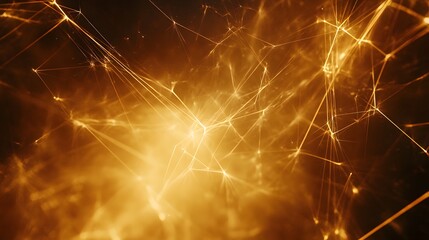 Poster - Golden Network Abstract Light Lines Background