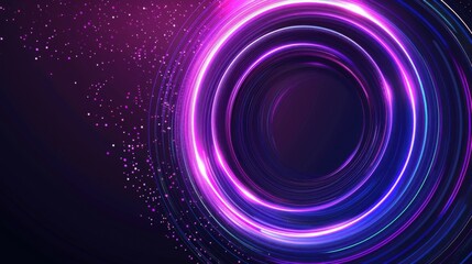 Aufkleber - abstract glowing circle lines on dark background. elegant circle shape design. round lines abstract futuristic tech background. Vector digital art banner design 