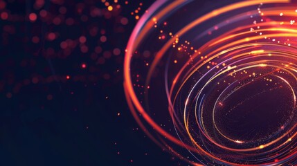 Aufkleber - abstract glowing circle lines on dark background. elegant circle shape design. round lines abstract futuristic tech background. Vector digital art banner design 