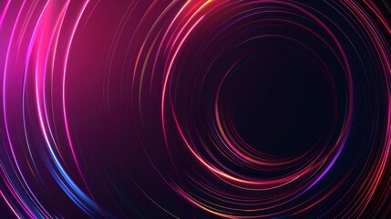 Poster - abstract glowing circle lines on dark background. elegant circle shape design. round lines abstract futuristic tech background. Vector digital art banner design 