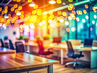 Poster - Blurred Office Background Bokeh, Minimalist Workspace Atmosphere Stock Photo