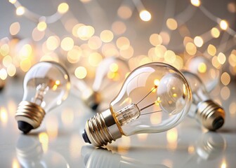 Poster - Bokeh Light Bulb Icons: Minimalist Flat Design Collection for Branding & Websites