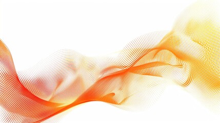 Poster - Abstract halftone background of small dots and wavy lines in orange colors isolated on white background