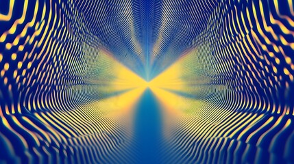 Poster - Abstract Blue Yellow Wavy Lines Tunnel Design