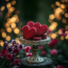 Wall Mural -  Valentine’s Red Velvet Heart Cookies