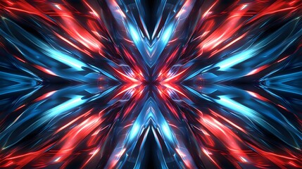 Poster - Abstract Red And Blue Glowing Light Streaks Pattern