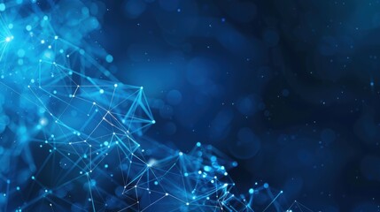 Aufkleber - Abstract plexus blue geometry background ,Digital technology network connection ,Abstract background with moving lines and dots 