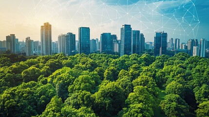 Poster - Company integrating ESG principles achieves sustainability through optimized operations and environmental policies. 