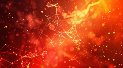 Aufkleber - Abstract red and orange network background for technology or science themed designs