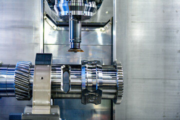Wall Mural - fastest cnc lathe turning machine working, amazing cnc milling machine modern technology