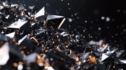 Poster - A close-up view of sparkling, angular crystal formations against a dark background.