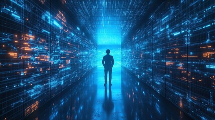 Poster - Cybersecurity data protection in the business technology and privacy domain, highlighting secure systems, encrypted data, and the importance of online protection in business operations. 