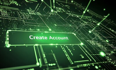 Poster - Digital Account Creation Interface Green Technology Network Button