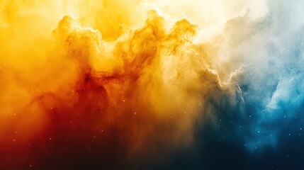 Wall Mural - Vibrant orange and blue nebula with stars.