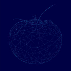 Poster - Blue image of a tomato. The image is a computer generated drawing of a tomato