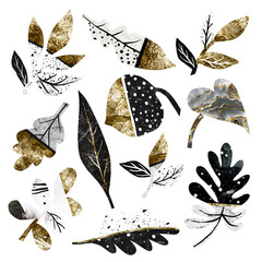 Wall Mural - Aesthetic leaf png nature sticker, golden abstract design set on transparent background