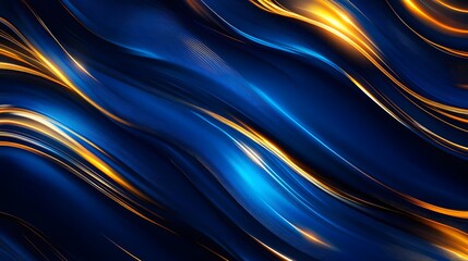 Poster - abstract blue and gold swirling wave design