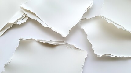 Poster - A collection of torn, textured white paper pieces arranged on a flat surface.
