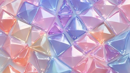 Poster - A colorful arrangement of translucent geometric shapes resembling gems or crystals.
