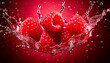 © Aleksandra - Juicy raspberries drizzled with water on a raspberry-red background