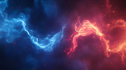 Poster - Abstract swirling blue and red energy forms