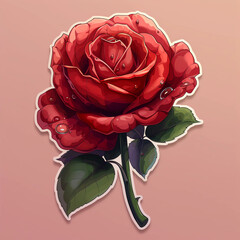 Wall Mural - pink rose on a white background