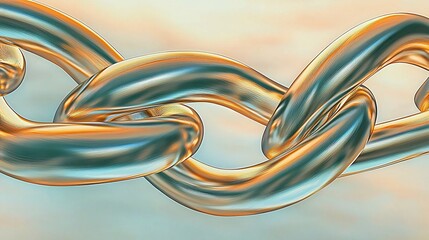Abstract metallic chain links, 3D render.