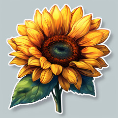 Wall Mural - sunflower on a white background