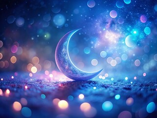Poster - Dreamy Moonlit Night: Bokeh Effect Celestial Art