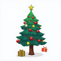 there is a christmas tree with presents under it.