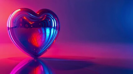 Fototapete - This heart-shaped glowing object shines with colors, making a romantic Valentines Day vibe.