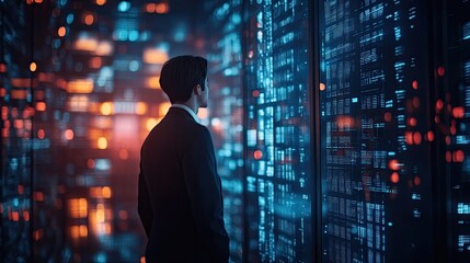 Poster - Professional worker managing stock inventory with digital tools in a global logistics network, showcasing efficiency, innovation, and technology-driven supply chain management