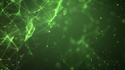 Aufkleber - Banner with green abstract background with a network grid and particles connected. Sci-fi digital technology with line connect network and data graphic background. Abstract polygonal wallpaper 