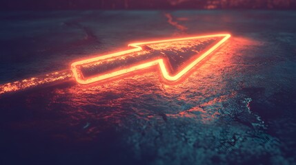 Poster - Glowing Neon Cursor Arrow on Dark Surface