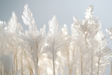 Poster - Ice crystals growing on frozen plants in winter wonderland