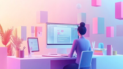 Poster - Seamless digital communication and collaboration tools transforming business operations, improving workflow efficiency, and fostering innovation in the modern workplace. 