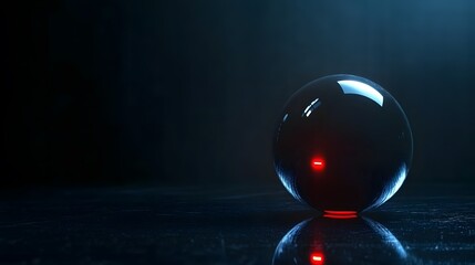 Poster - dark sphere reflecting light on dark surface