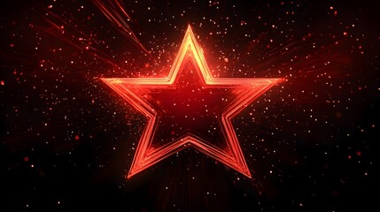 Poster - Glowing Red Star with Energetic Light Streaks