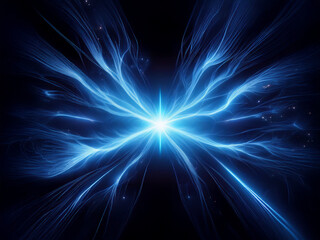 Poster - A celestial burst of luminous blue energy, radiating outwards like ethereal wings against a dark backdrop.  The bright core glows intensely, creating a mesmerizing cosmic display.