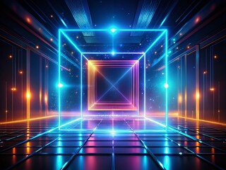 Poster - Futuristic HUD Interface: Minimalist Square Frame Background Set for Tech Designs